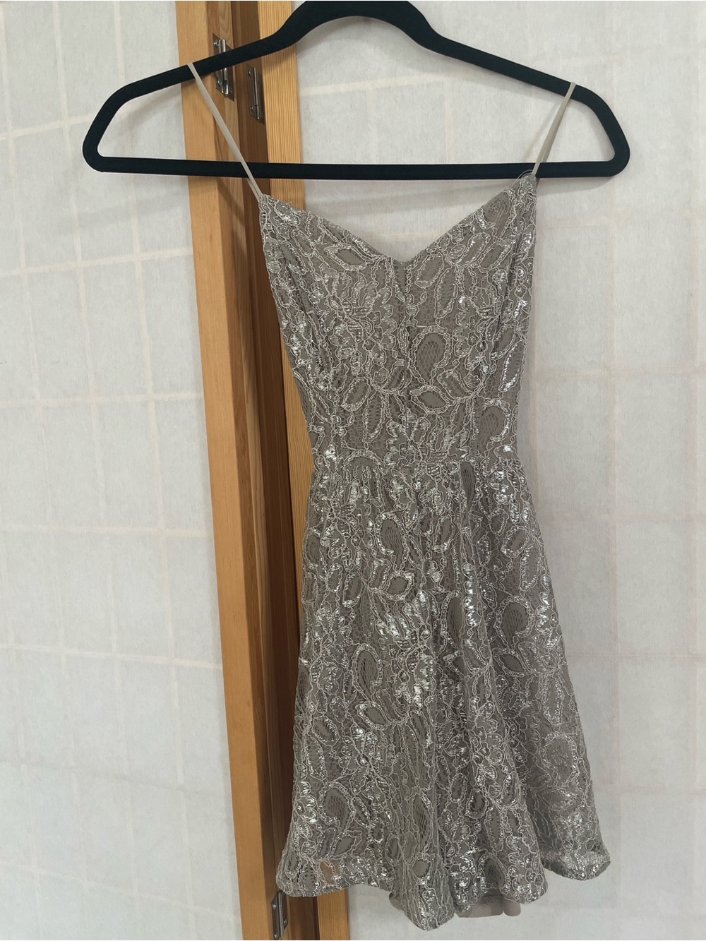 Kimchi Blue Silver Sequin Lace Mini Romper